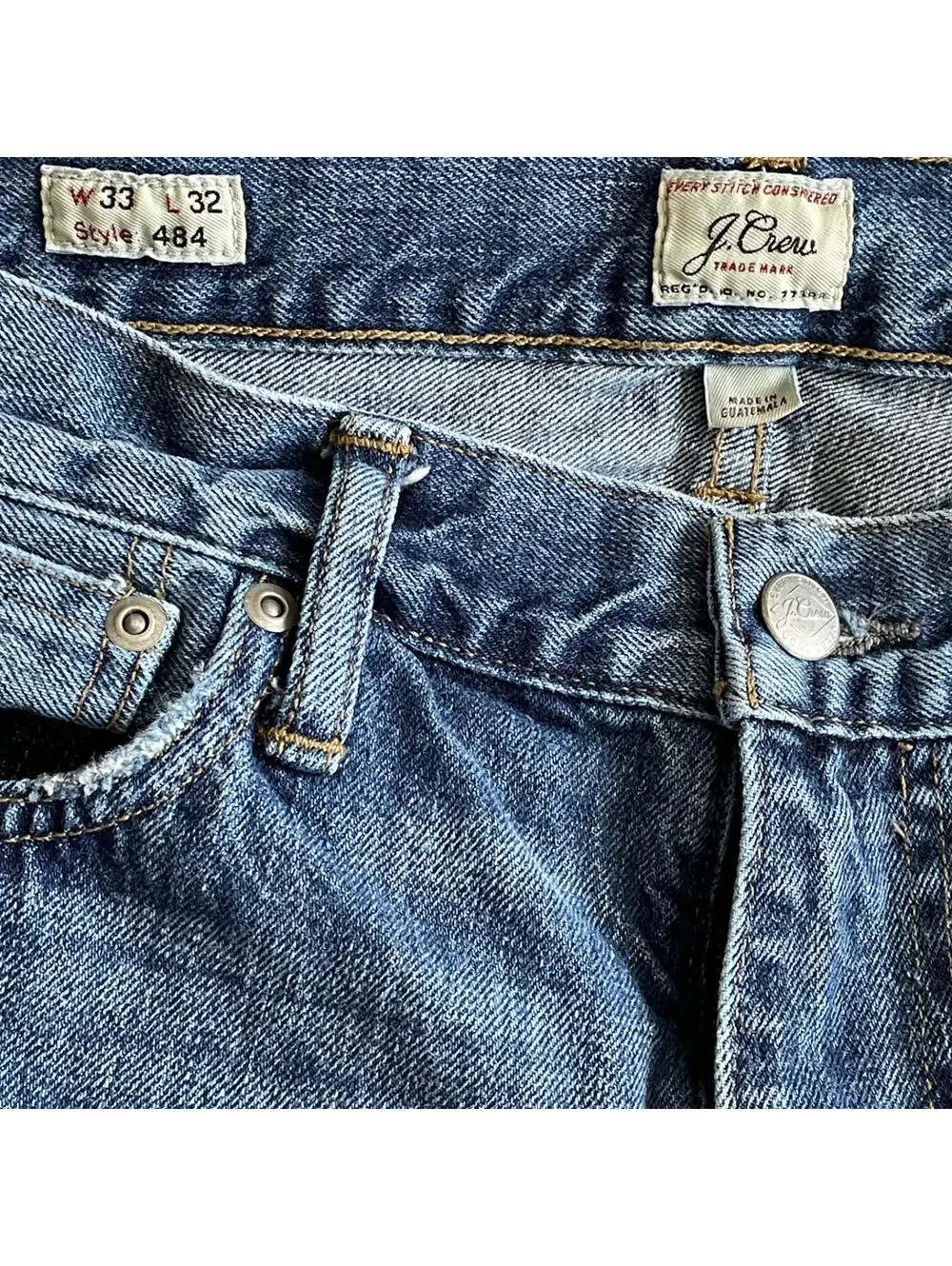 J Crew Jeans Mens 33x32 Medium Wash Straight Leg Denim Blue Casual Pants CLEAN
